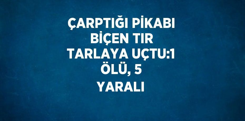 ÇARPTIĞI PİKABI BİÇEN TIR TARLAYA UÇTU:1 ÖLÜ, 5 YARALI