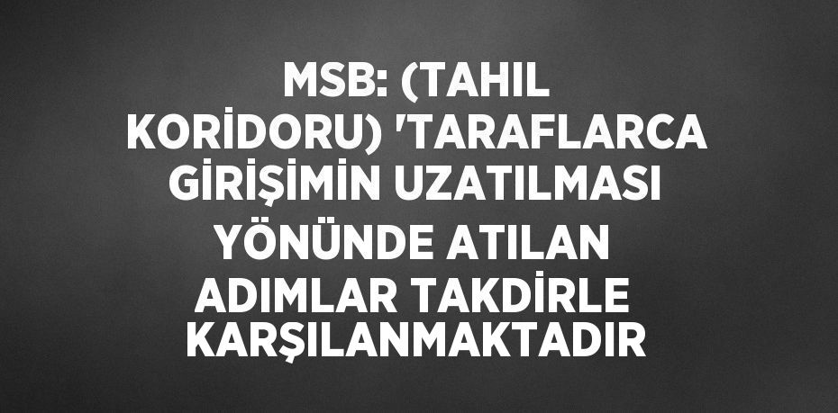 MSB: (TAHIL KORİDORU) 'TARAFLARCA GİRİŞİMİN UZATILMASI YÖNÜNDE ATILAN ADIMLAR TAKDİRLE KARŞILANMAKTADIR