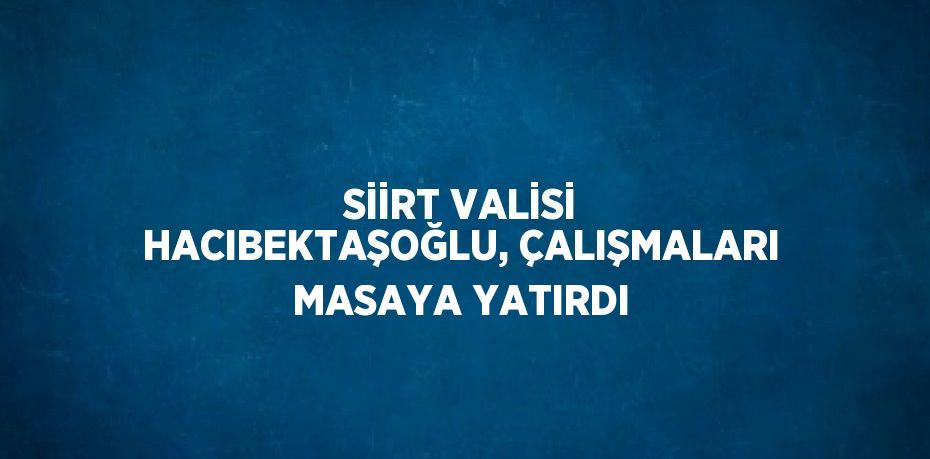 SİİRT VALİSİ HACIBEKTAŞOĞLU, ÇALIŞMALARI MASAYA YATIRDI