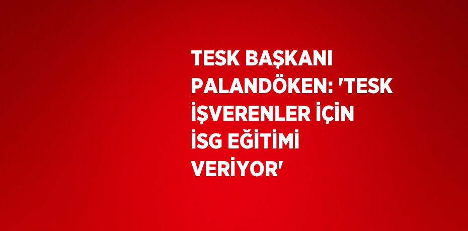 TESK BAŞKANI PALANDÖKEN: 'TESK İŞVERENLER İÇİN İSG EĞİTİMİ VERİYOR'