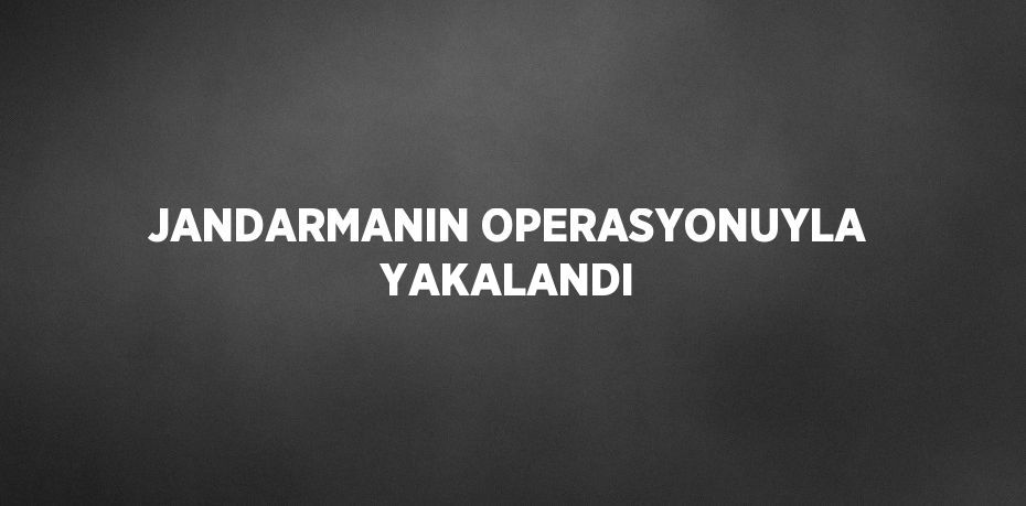 JANDARMANIN OPERASYONUYLA YAKALANDI