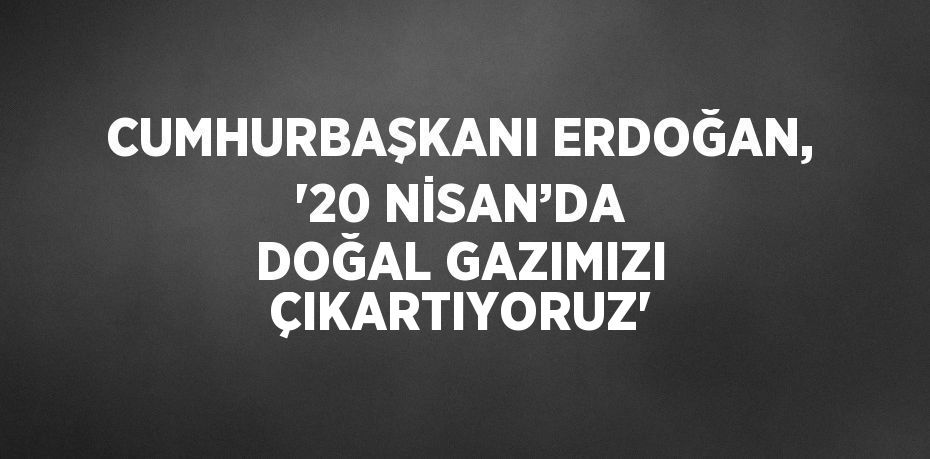 CUMHURBAŞKANI ERDOĞAN, '20 NİSAN’DA DOĞAL GAZIMIZI ÇIKARTIYORUZ'