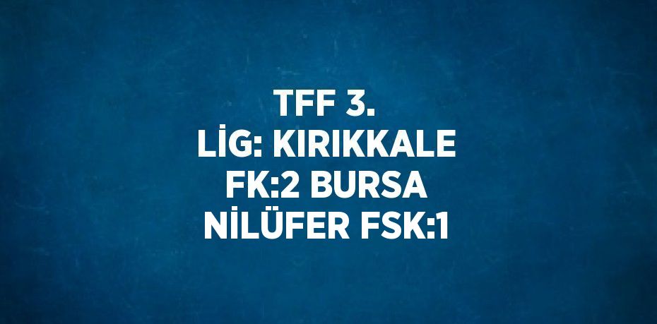TFF 3. LİG: KIRIKKALE FK:2 BURSA NİLÜFER FSK:1