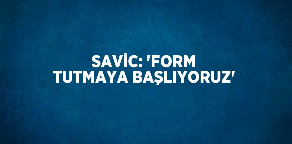 SAVİC: 'FORM TUTMAYA BAŞLIYORUZ'
