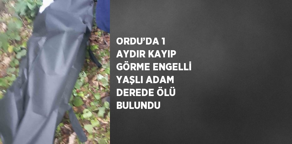 ORDU’DA 1 AYDIR KAYIP GÖRME ENGELLİ YAŞLI ADAM DEREDE ÖLÜ BULUNDU