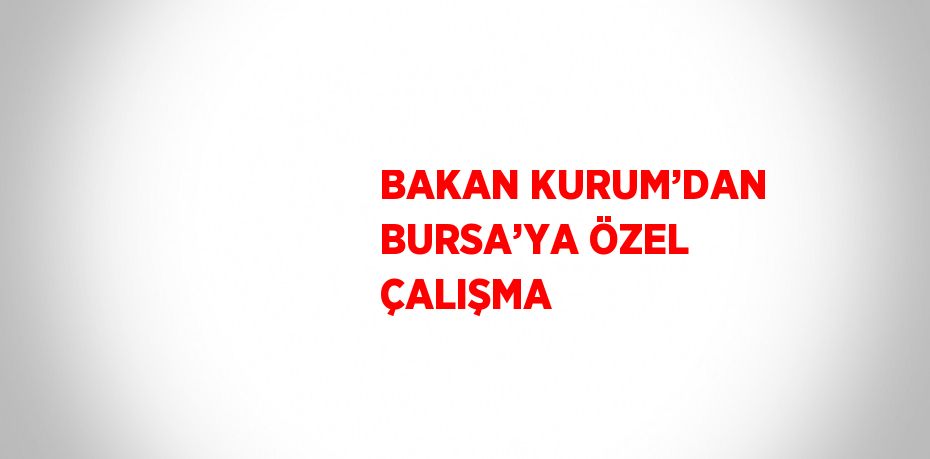 BAKAN KURUM’DAN BURSA’YA ÖZEL ÇALIŞMA