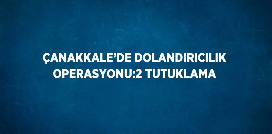 ÇANAKKALE’DE DOLANDIRICILIK OPERASYONU:2 TUTUKLAMA