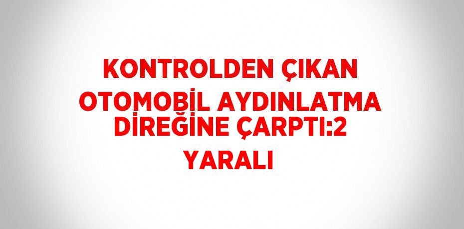 KONTROLDEN ÇIKAN OTOMOBİL AYDINLATMA DİREĞİNE ÇARPTI:2 YARALI