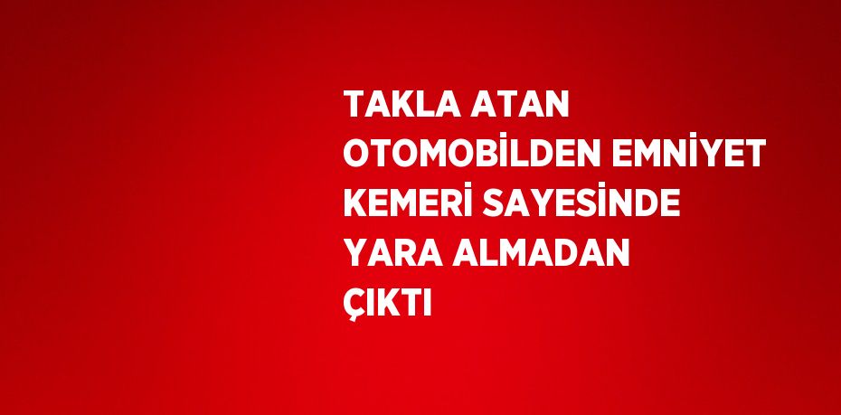 TAKLA ATAN OTOMOBİLDEN EMNİYET KEMERİ SAYESİNDE YARA ALMADAN ÇIKTI