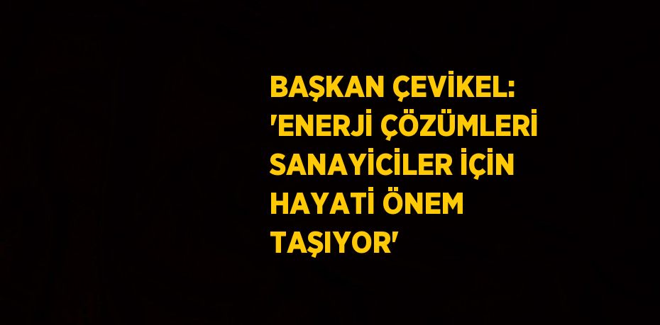 BAŞKAN ÇEVİKEL: 'ENERJİ ÇÖZÜMLERİ SANAYİCİLER İÇİN HAYATİ ÖNEM TAŞIYOR'