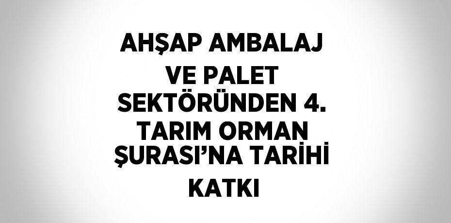 AHŞAP AMBALAJ VE PALET SEKTÖRÜNDEN 4. TARIM ORMAN ŞURASI’NA TARİHİ KATKI