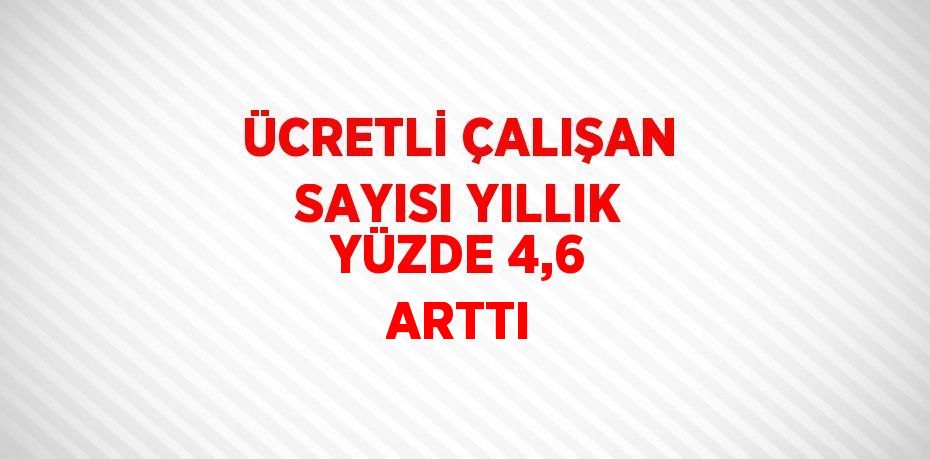 ÜCRETLİ ÇALIŞAN SAYISI YILLIK YÜZDE 4,6 ARTTI