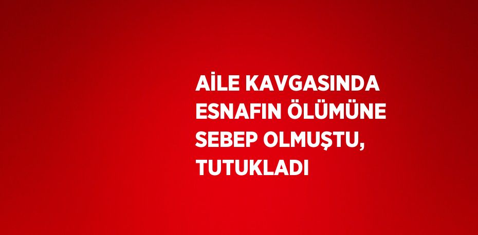 AİLE KAVGASINDA ESNAFIN ÖLÜMÜNE SEBEP OLMUŞTU, TUTUKLADI