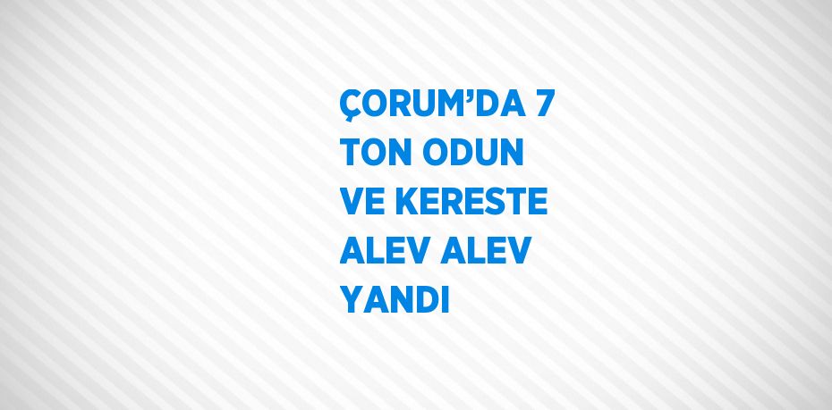 ÇORUM’DA 7 TON ODUN VE KERESTE ALEV ALEV YANDI