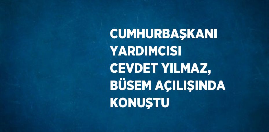 CUMHURBAŞKANI YARDIMCISI CEVDET YILMAZ, BÜSEM AÇILIŞINDA KONUŞTU