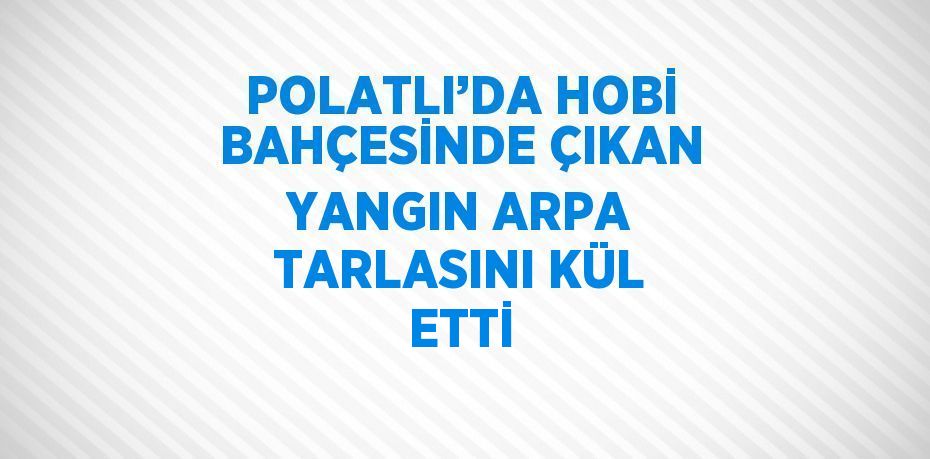 POLATLI’DA HOBİ BAHÇESİNDE ÇIKAN YANGIN ARPA TARLASINI KÜL ETTİ
