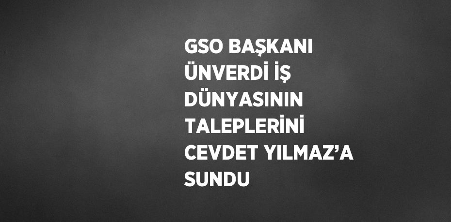 GSO BAŞKANI ÜNVERDİ İŞ DÜNYASININ TALEPLERİNİ CEVDET YILMAZ’A SUNDU