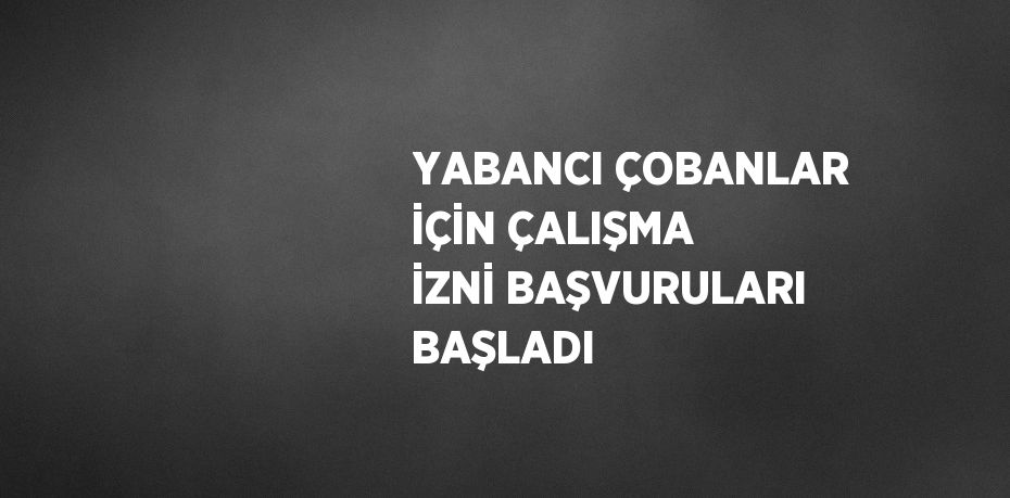 YABANCI ÇOBANLAR İÇİN ÇALIŞMA İZNİ BAŞVURULARI BAŞLADI