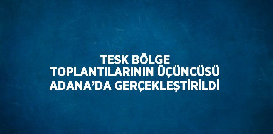 TESK BÖLGE TOPLANTILARININ ÜÇÜNCÜSÜ ADANA’DA GERÇEKLEŞTİRİLDİ