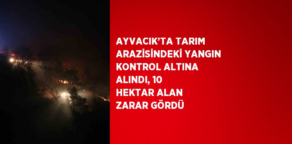 AYVACIK’TA TARIM ARAZİSİNDEKİ YANGIN KONTROL ALTINA ALINDI, 10 HEKTAR ALAN ZARAR GÖRDÜ