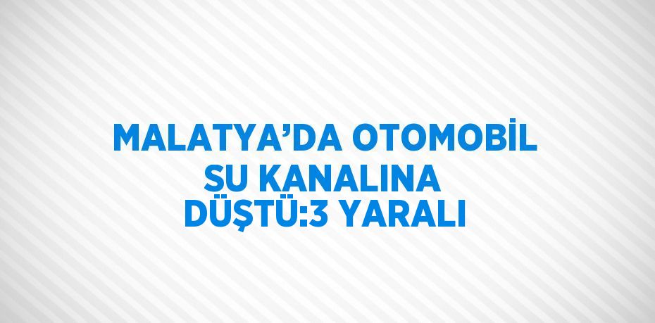 MALATYA’DA OTOMOBİL SU KANALINA DÜŞTÜ:3 YARALI