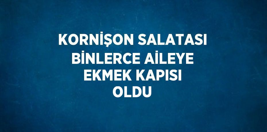 KORNİŞON SALATASI BİNLERCE AİLEYE EKMEK KAPISI OLDU