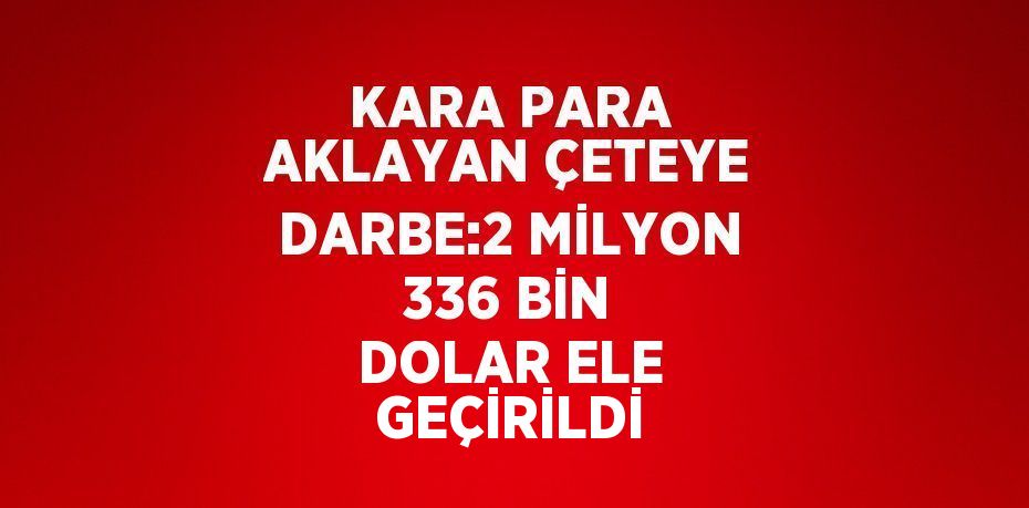 KARA PARA AKLAYAN ÇETEYE DARBE:2 MİLYON 336 BİN DOLAR ELE GEÇİRİLDİ