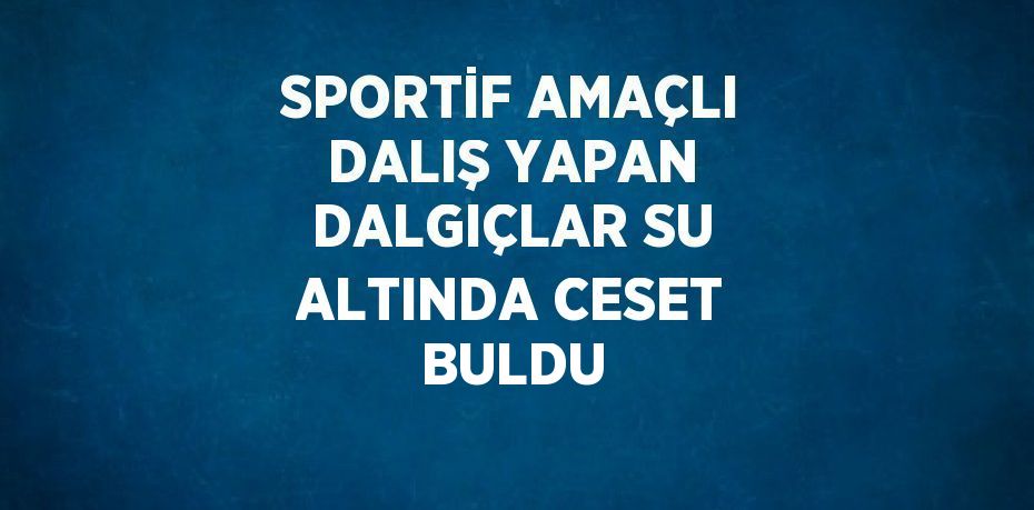 SPORTİF AMAÇLI DALIŞ YAPAN DALGIÇLAR SU ALTINDA CESET BULDU