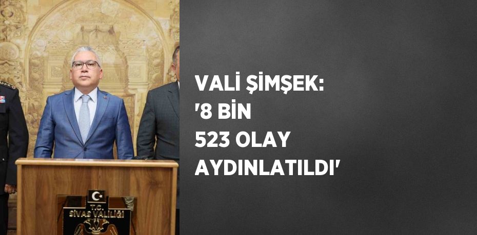 VALİ ŞİMŞEK: '8 BİN 523 OLAY AYDINLATILDI'