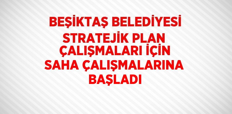 BEŞİKTAŞ BELEDİYESİ STRATEJİK PLAN ÇALIŞMALARI İÇİN SAHA ÇALIŞMALARINA BAŞLADI