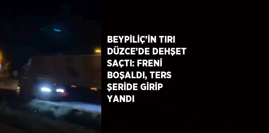 BEYPİLİÇ’İN TIRI DÜZCE’DE DEHŞET SAÇTI: FRENİ BOŞALDI, TERS ŞERİDE GİRİP YANDI