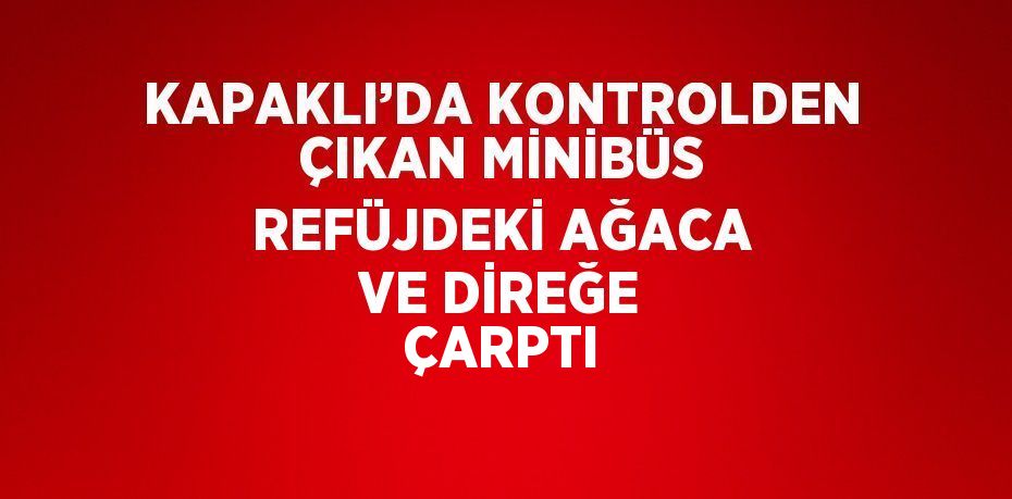 KAPAKLI’DA KONTROLDEN ÇIKAN MİNİBÜS REFÜJDEKİ AĞACA VE DİREĞE ÇARPTI