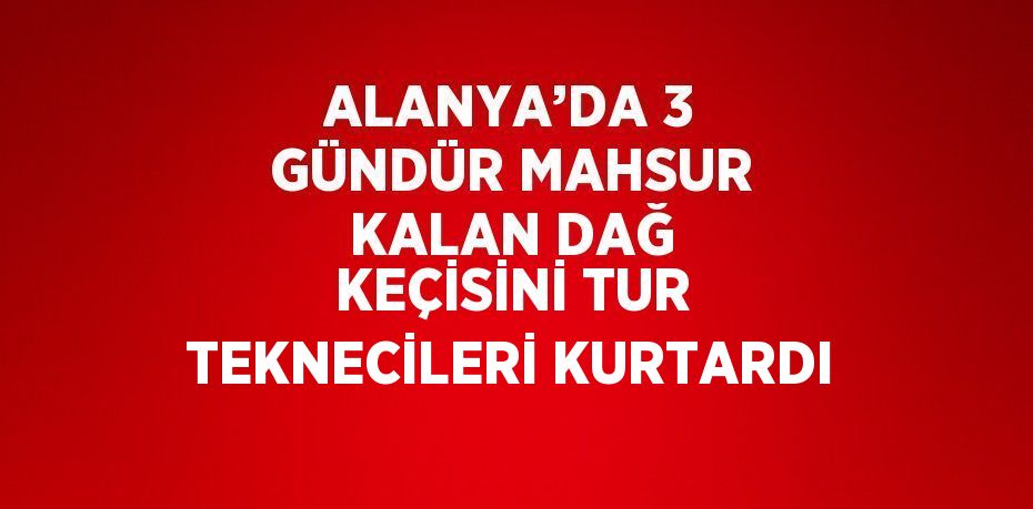 ALANYA’DA 3 GÜNDÜR MAHSUR KALAN DAĞ KEÇİSİNİ TUR TEKNECİLERİ KURTARDI