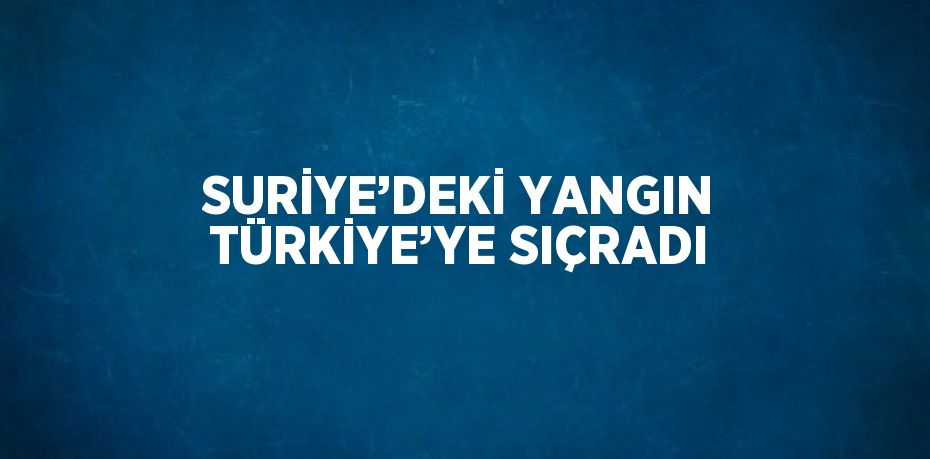 SURİYE’DEKİ YANGIN TÜRKİYE’YE SIÇRADI