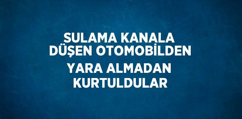 SULAMA KANALA DÜŞEN OTOMOBİLDEN YARA ALMADAN KURTULDULAR