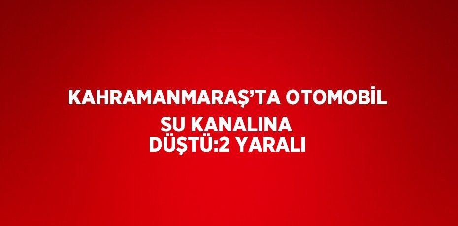 KAHRAMANMARAŞ’TA OTOMOBİL SU KANALINA DÜŞTÜ:2 YARALI