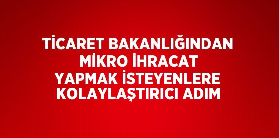 TİCARET BAKANLIĞINDAN MİKRO İHRACAT YAPMAK İSTEYENLERE KOLAYLAŞTIRICI ADIM