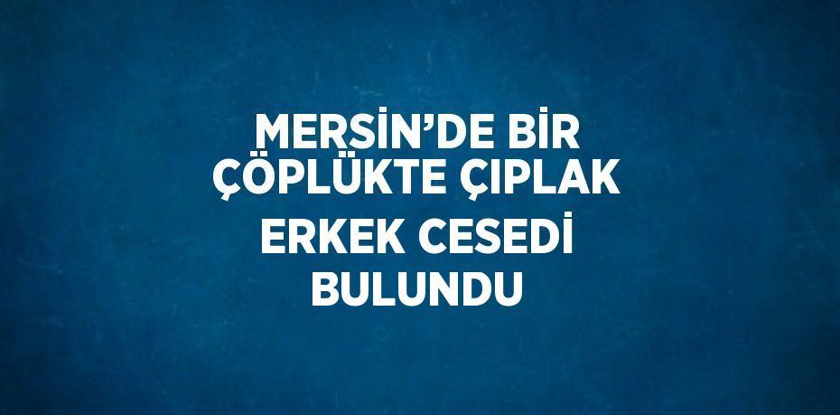 MERSİN’DE BİR ÇÖPLÜKTE ÇIPLAK ERKEK CESEDİ BULUNDU