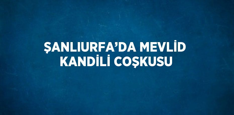 ŞANLIURFA’DA MEVLİD KANDİLİ COŞKUSU