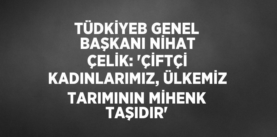 TÜDKİYEB GENEL BAŞKANI NİHAT ÇELİK: 'ÇİFTÇİ KADINLARIMIZ, ÜLKEMİZ TARIMININ MİHENK TAŞIDIR'