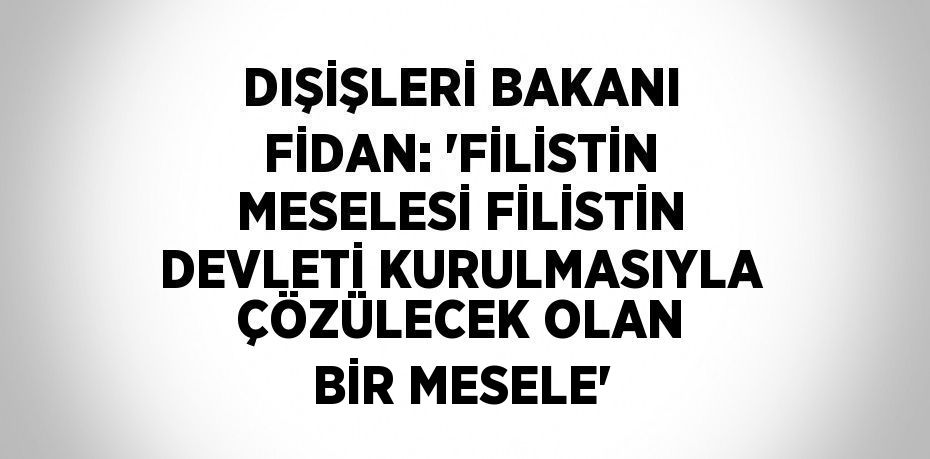 DIŞİŞLERİ BAKANI FİDAN: 'FİLİSTİN MESELESİ FİLİSTİN DEVLETİ KURULMASIYLA ÇÖZÜLECEK OLAN BİR MESELE'