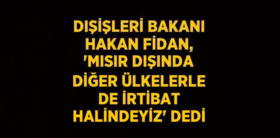 DIŞİŞLERİ BAKANI HAKAN FİDAN, 'MISIR DIŞINDA DİĞER ÜLKELERLE DE İRTİBAT HALİNDEYİZ' DEDİ