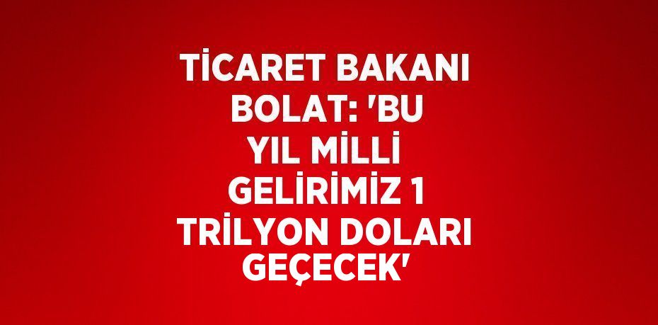 TİCARET BAKANI BOLAT: 'BU YIL MİLLİ GELİRİMİZ 1 TRİLYON DOLARI GEÇECEK'