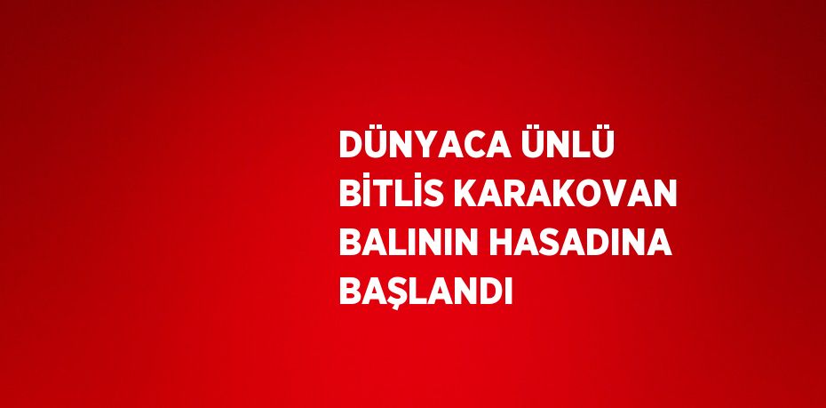 DÜNYACA ÜNLÜ BİTLİS KARAKOVAN BALININ HASADINA BAŞLANDI