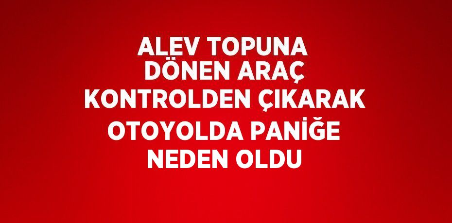 ALEV TOPUNA DÖNEN ARAÇ KONTROLDEN ÇIKARAK OTOYOLDA PANİĞE NEDEN OLDU