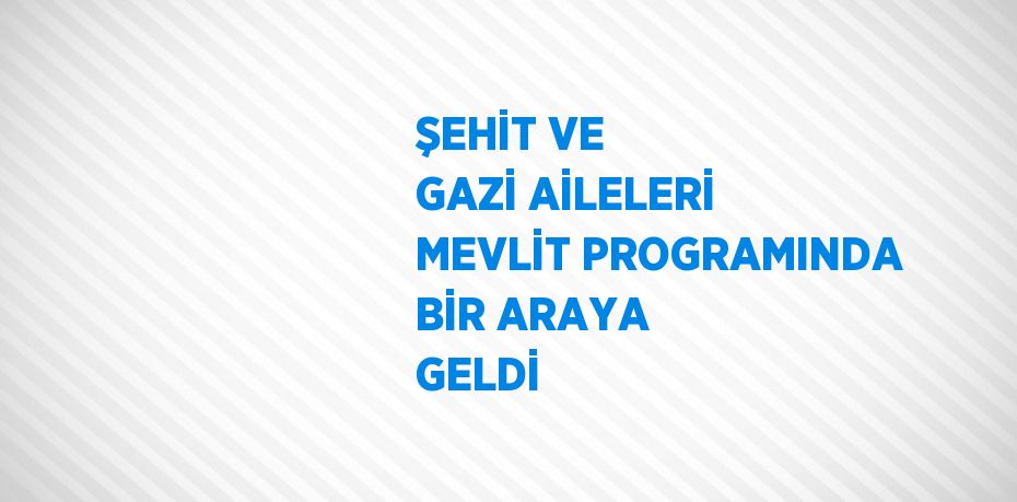 ŞEHİT VE GAZİ AİLELERİ MEVLİT PROGRAMINDA BİR ARAYA GELDİ