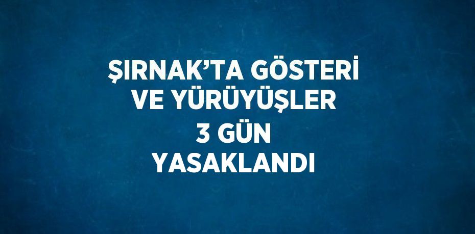 ŞIRNAK’TA GÖSTERİ VE YÜRÜYÜŞLER 3 GÜN YASAKLANDI