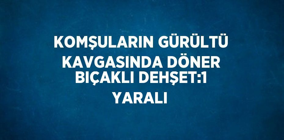 KOMŞULARIN GÜRÜLTÜ KAVGASINDA DÖNER BIÇAKLI DEHŞET:1 YARALI