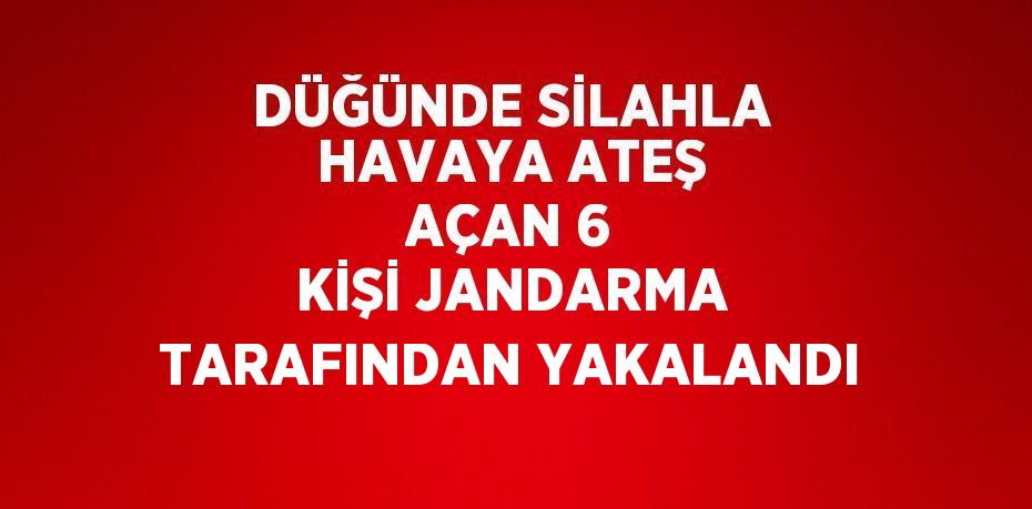 DÜĞÜNDE SİLAHLA HAVAYA ATEŞ AÇAN 6 KİŞİ JANDARMA TARAFINDAN YAKALANDI