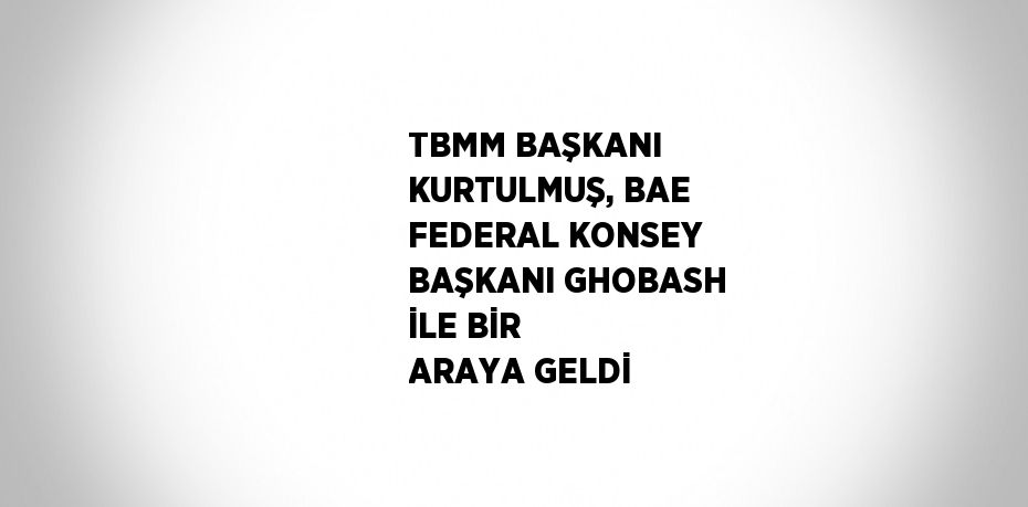 TBMM BAŞKANI KURTULMUŞ, BAE FEDERAL KONSEY BAŞKANI GHOBASH İLE BİR ARAYA GELDİ